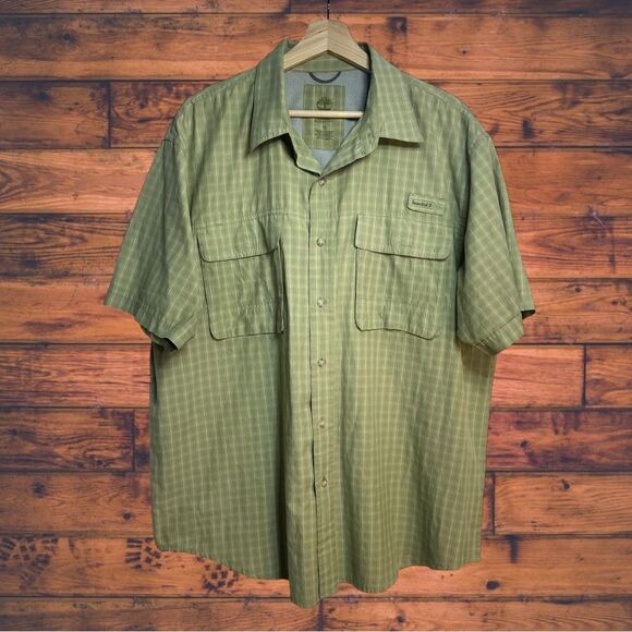 Timberland Green Plaid Button Front Turbo-Dry Shirt XL - Picture 1 of 6